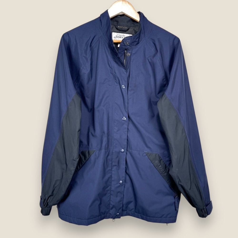 FootJoy DryJoys Golf Jacket Women Medium Navy Blue Black Vented Rain Waterproof